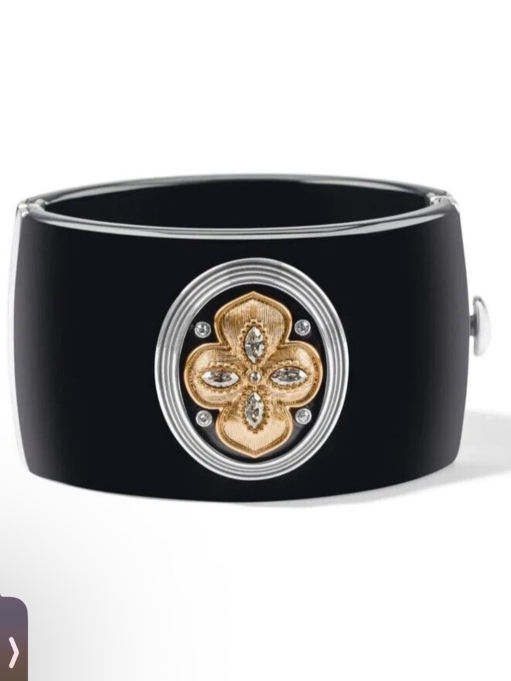 NWT Brighton Monarch Dream Black Cuff Bracelet with Gold Emblem